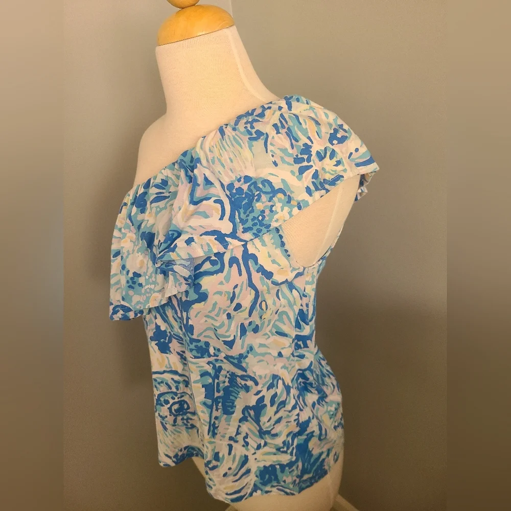 One-Shoulder Ruffle Lilly Pulitzer Top - Picture 2 of 3